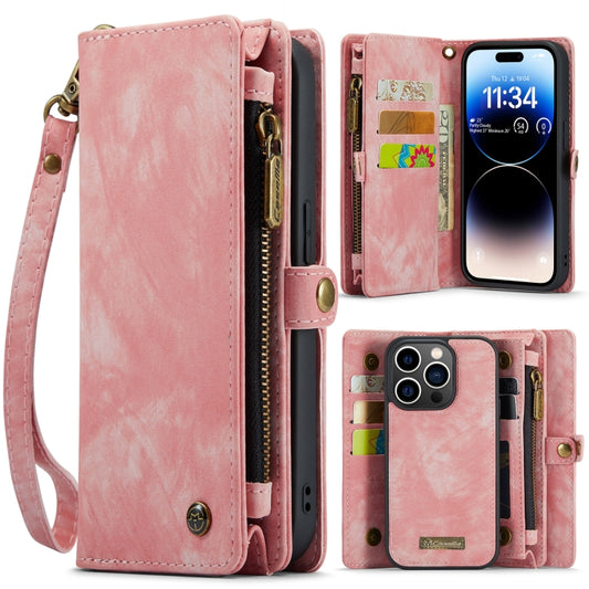 For iPhone 14 Pro CaseMe 008 Detachable Multifunctional Leather Phone Case(Pink) - iPhone 14 Pro Cases by CaseMe | Online Shopping UK | buy2fix