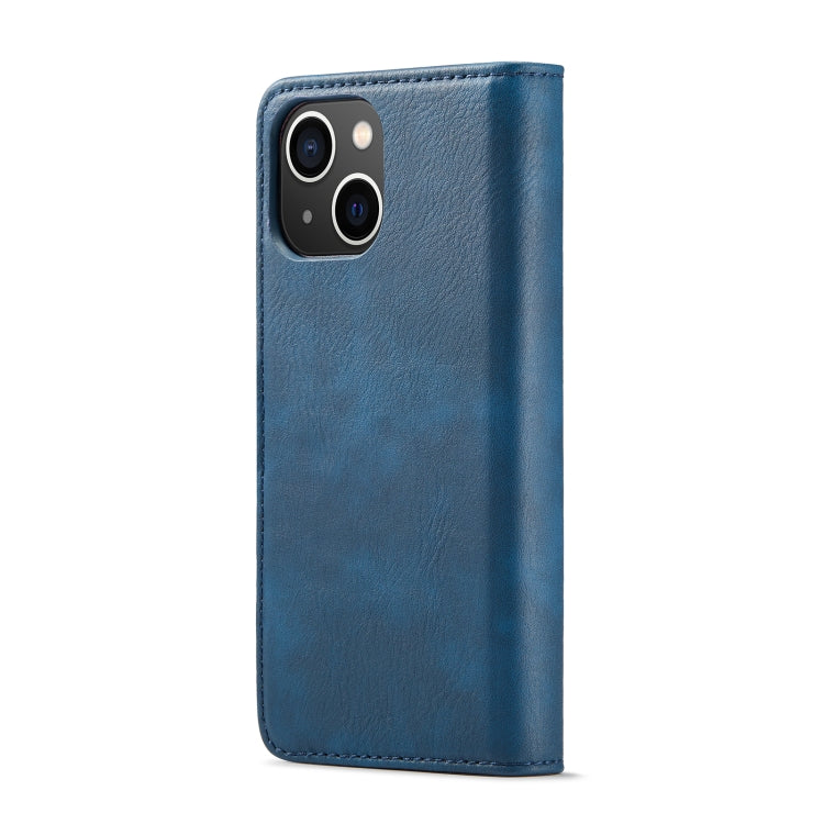 For iPhone 14 Plus DG.MING Crazy Horse Texture Detachable Magnetic Leather Case(Blue) - iPhone 14 Plus Cases by DG.MING | Online Shopping UK | buy2fix