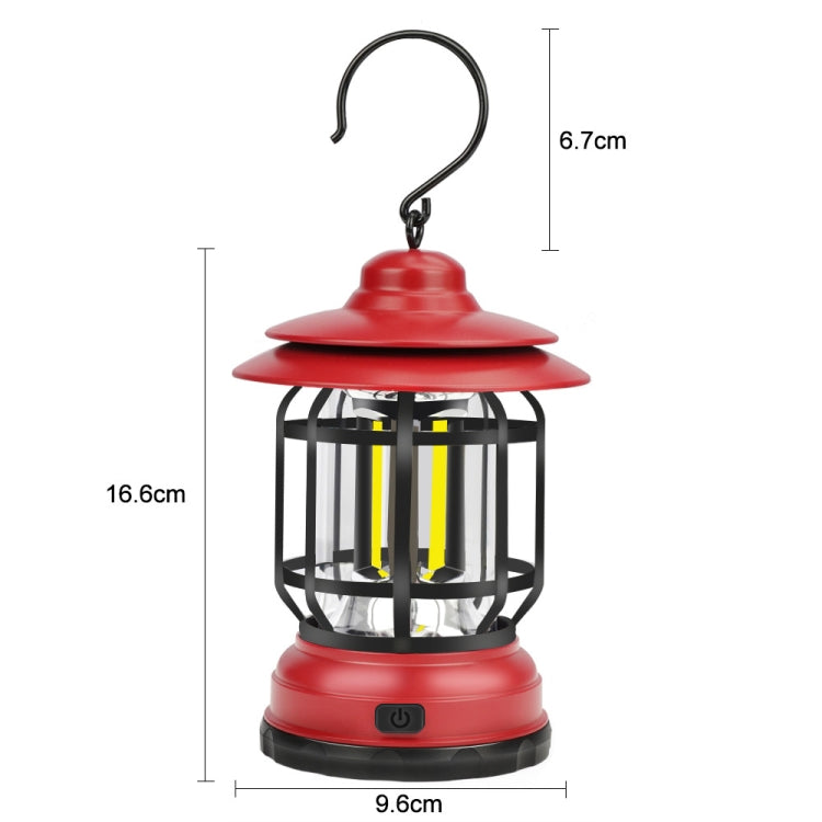 Portable Retro Hanging Lamp Lantern Camping Tent Light, Type:USB Charging(Red) - Camping Lighting by buy2fix | Online Shopping UK | buy2fix