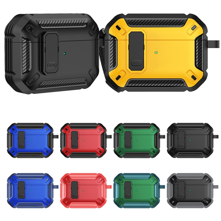 For AirPods Pro 2 Shield Shockproof Earphone Protective Case with Hook(Black Yellow) - For AirPods Pro 2 by buy2fix | Online Shopping UK | buy2fix