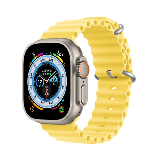 DUX DUCIS Sea Wave Silicone Watch Band For Apple Watch Series 8&7 45mm / SE 2&6&SE&5&4 44mm / 3&2&1 42mm(Yellow) - Watch Bands by DUX DUCIS | Online Shopping UK | buy2fix