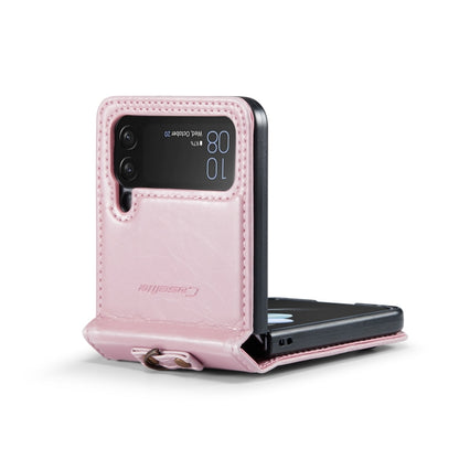 For Samsung Galaxy Z Flip4 CaseMe 003 Crazy Horse Texture Leather Phone Case with Lanyard(Rose Gold) - Galaxy Z Flip4 5G Cases by CaseMe | Online Shopping UK | buy2fix