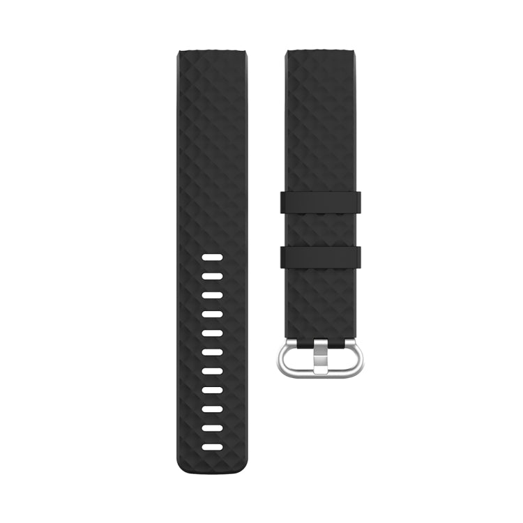 18mm Silver Color Buckle TPU Wrist Strap Watch Band for Fitbit Charge 4 / Charge 3 / Charge 3 SE, Size: L(Black) - Watch Bands by buy2fix | Online Shopping UK | buy2fix