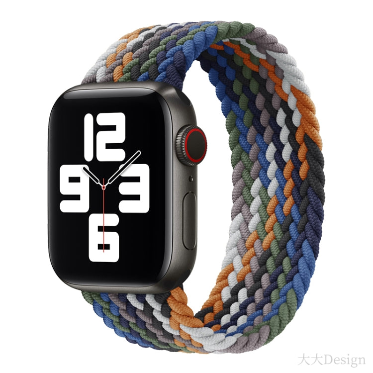 Nylon Single-turn Braided Watch Band For Apple Watch Ultra 49mm / Series 8&7 45mm / SE 2&6&SE&5&4 44mm / 3&2&1 42mm, Length:165mm(Denim Colorful) - Watch Bands by buy2fix | Online Shopping UK | buy2fix