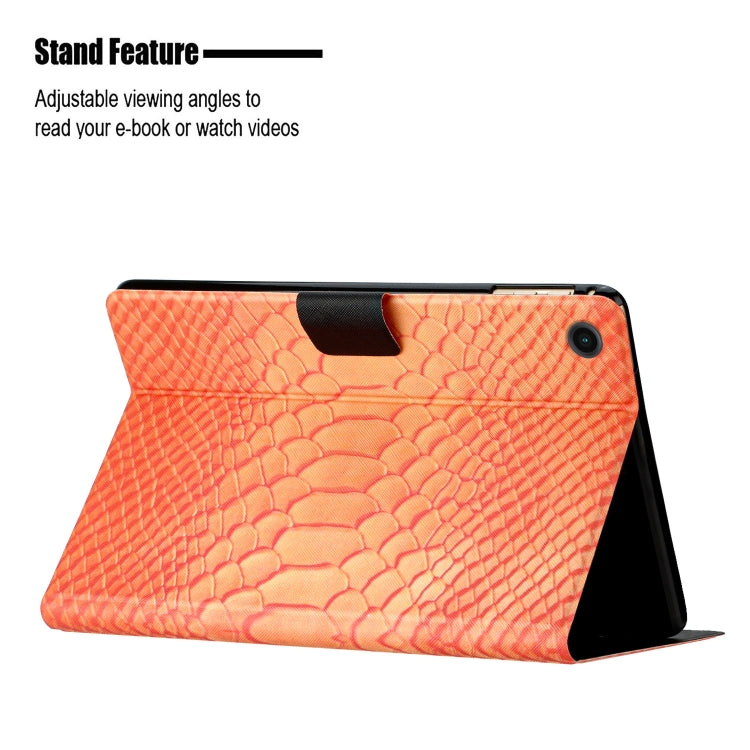 For Samsung Galaxy Tab A8 Solid Color Crocodile Texture Leather Smart Tablet Case(Orange) - Other Galaxy Tab PC by buy2fix | Online Shopping UK | buy2fix