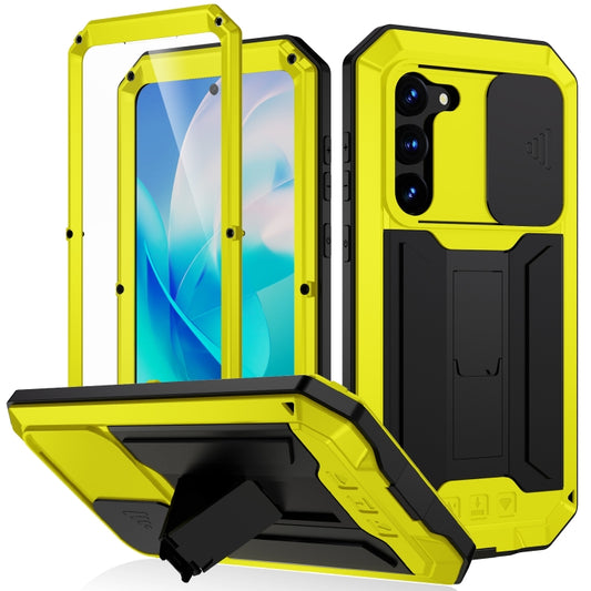 For Samsung Galaxy S23 5G R-JUST Sliding Camera Design Life Waterproof Dustproof Shockproof Phone Case(Yellow) - Galaxy S23 5G Cases by R-JUST | Online Shopping UK | buy2fix