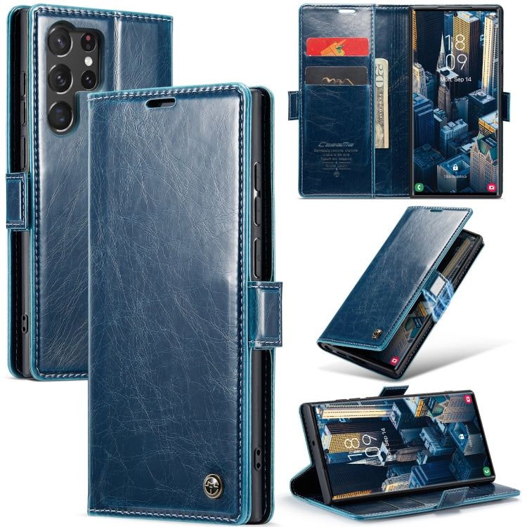 For Samsung Galaxy S23 Ultra 5G CaseMe 003 Crazy Horse Texture Leather Phone Case(Blue) - Galaxy S23 Ultra 5G Cases by CaseMe | Online Shopping UK | buy2fix