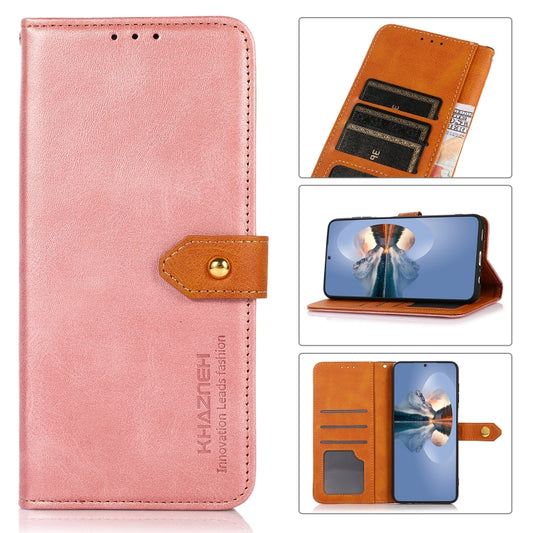 For OnePlus 11 5G KHAZNEH Dual-color Cowhide Texture Flip Leather Phone Case(Rose Gold) - OnePlus Cases by buy2fix | Online Shopping UK | buy2fix