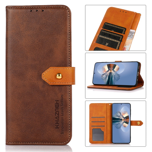 For OnePlus 11 5G KHAZNEH Dual-color Cowhide Texture Flip Leather Phone Case(Brown) - OnePlus Cases by buy2fix | Online Shopping UK | buy2fix