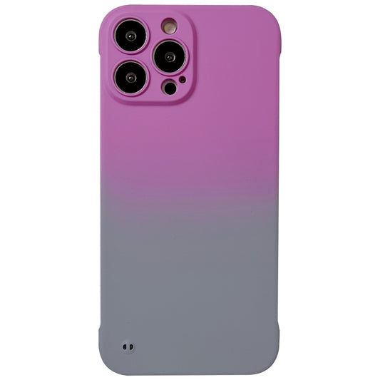 For iPhone 12 Frameless Skin Feel Gradient Phone Case(Dark Purple + Grey) - iPhone 12 / 12 Pro Cases by buy2fix | Online Shopping UK | buy2fix