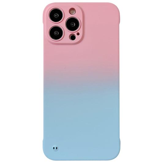 For iPhone XS / X Frameless Skin Feel Gradient Phone Case(Pink + Light Blue) - More iPhone Cases by buy2fix | Online Shopping UK | buy2fix