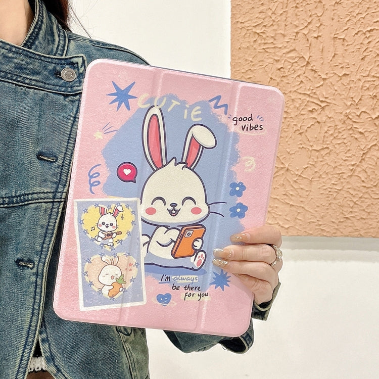 For iPad Air 11 2024 / iPad Pro 11 2022 / 2021 / 2020 / 2018 Acrylic Painted 3-fold Holder Leather Tablet Case(Three Little Rabbits) - iPad Pro 11 (2022/2021) Cases by buy2fix | Online Shopping UK | buy2fix