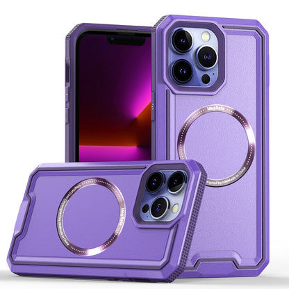 For iPhone 12 / 12 Pro Armour Two-color MagSafe Magnetic TPU + PC Phone Case(Purple) - iPhone 12 / 12 Pro Cases by buy2fix | Online Shopping UK | buy2fix