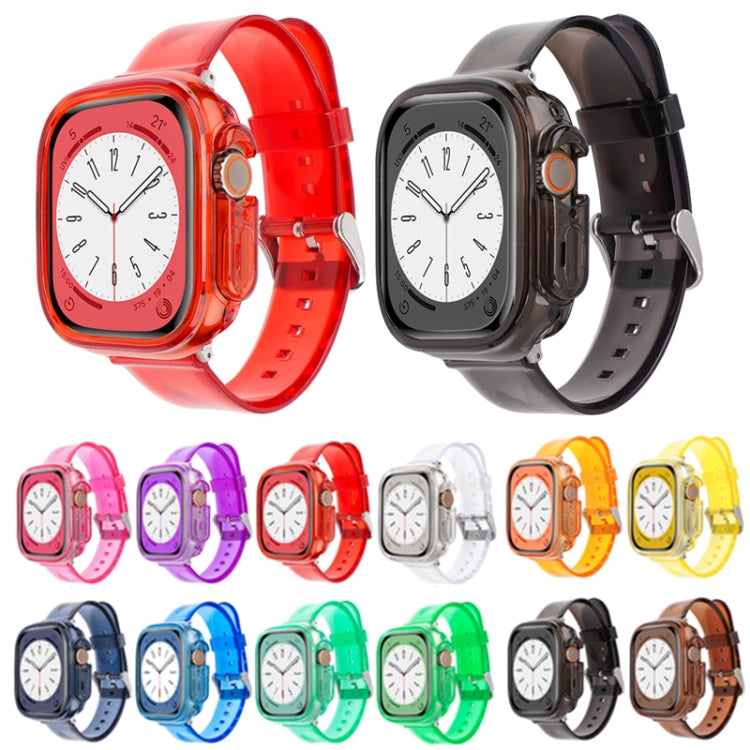 For Apple Watch Ultra 49mm Glacier Jelly Clear TPU Case Watch Band(Red) - Watch Bands by buy2fix | Online Shopping UK | buy2fix