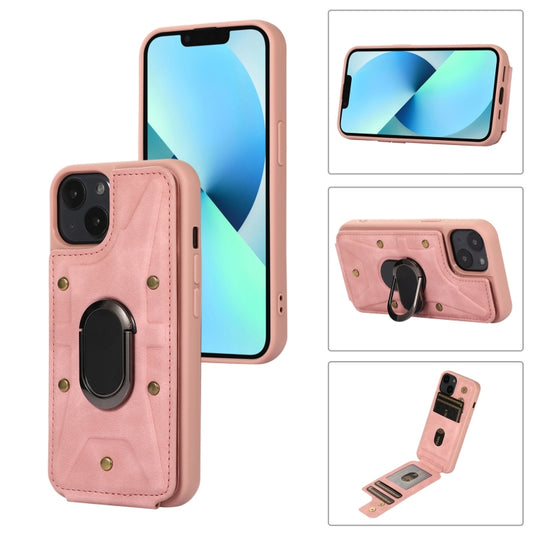 For iPhone 13 Armor Ring Wallet Back Cover Phone Case(Pink) - iPhone 13 Cases by buy2fix | Online Shopping UK | buy2fix