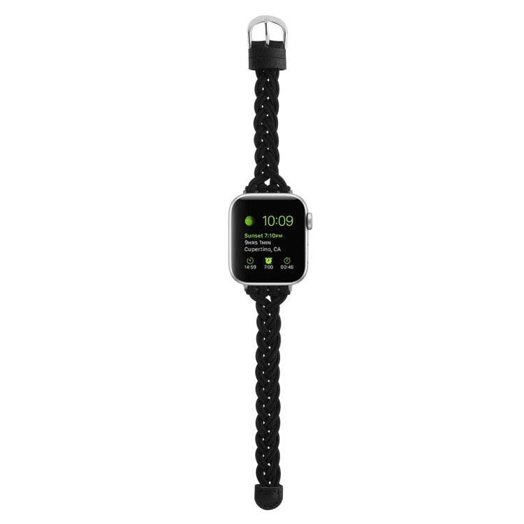 Single Elastic Nylon Braid Watch Band For Apple Watch Ultra 49mm&Watch Ultra 2 49mm / Series 9&8&7 45mm / SE 3&SE 2&6&SE&5&4 44mm / 3&2&1 42mm(Black) - Watch Bands by buy2fix | Online Shopping UK | buy2fix