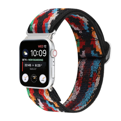 For Apple Watch Ultra 49mm&Watch Ultra 2 49mm / Series 9&8&7 45mm / SE 3&SE 2&6&SE&5&4 44mm / 3&2&1 42mm Buckle Elastic Nylon Watch Band(Colorful Rhombus) - Watch Bands by buy2fix | Online Shopping UK | buy2fix