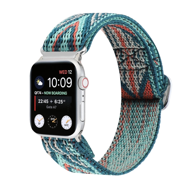 For Apple Watch Ultra 49mm&Watch Ultra 2 49mm / Series 9&8&7 45mm / SE 3&SE 2&6&SE&5&4 44mm / 3&2&1 42mm Buckle Elastic Nylon Watch Band(Blue) - Watch Bands by buy2fix | Online Shopping UK | buy2fix