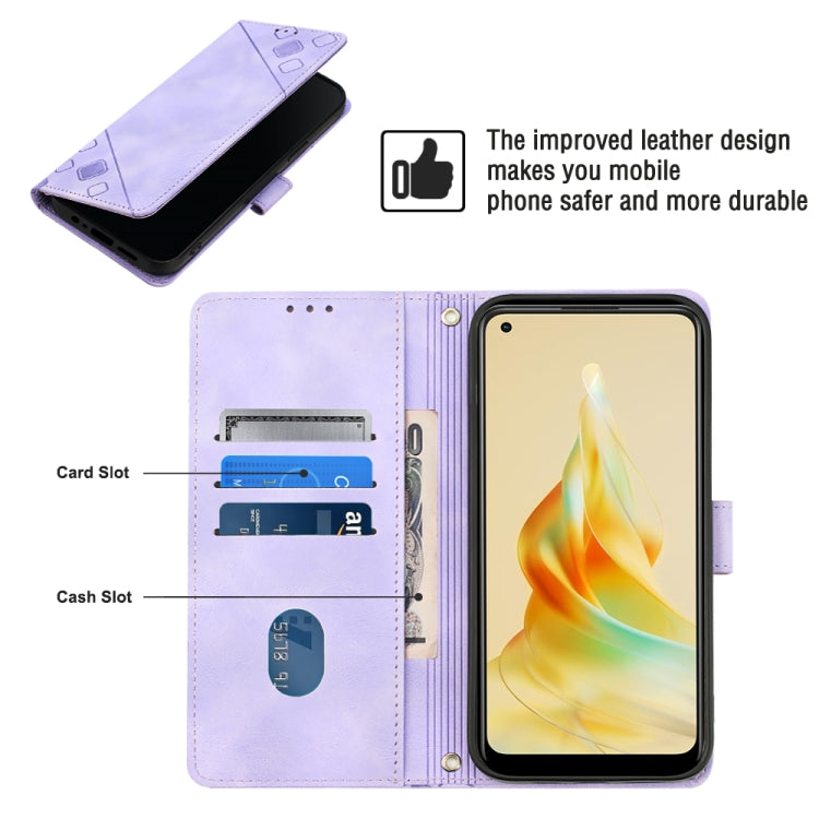 For OPPO Reno8 T 4G Foreign Skin-feel Embossed Leather Phone Case(Light Purple) - OPPO Cases by buy2fix | Online Shopping UK | buy2fix