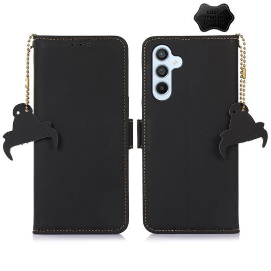 For Samsung Galaxy M34 5G Genuine Leather Magnetic RFID Leather Phone Case(Black) - Galaxy Phone Cases by buy2fix | Online Shopping UK | buy2fix