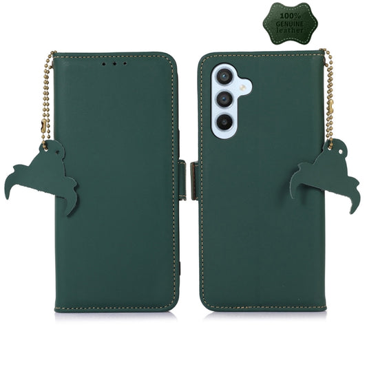 For Samsung Galaxy M34 5G Genuine Leather Magnetic RFID Leather Phone Case(Green) - Galaxy Phone Cases by buy2fix | Online Shopping UK | buy2fix