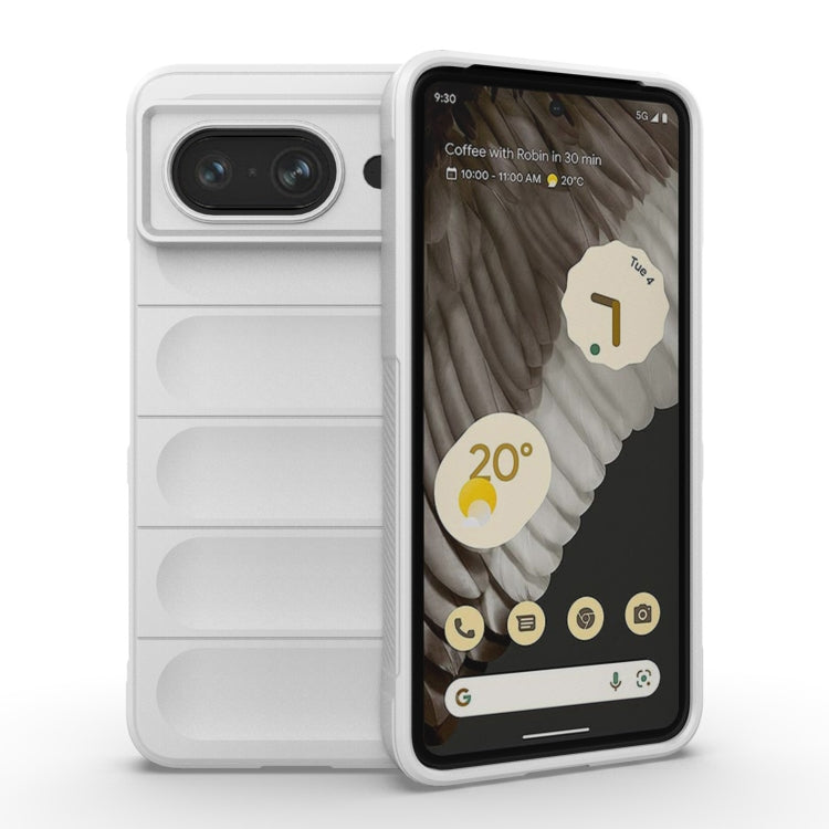 For Google Pixel 8 5G Magic Shield TPU + Flannel Phone Case(White) - Google Cases by buy2fix | Online Shopping UK | buy2fix