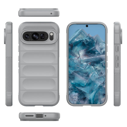 For Google Pixel 9 Pro 5G Magic Shield TPU + Flannel Phone Case(Grey) - Google Cases by buy2fix | Online Shopping UK | buy2fix