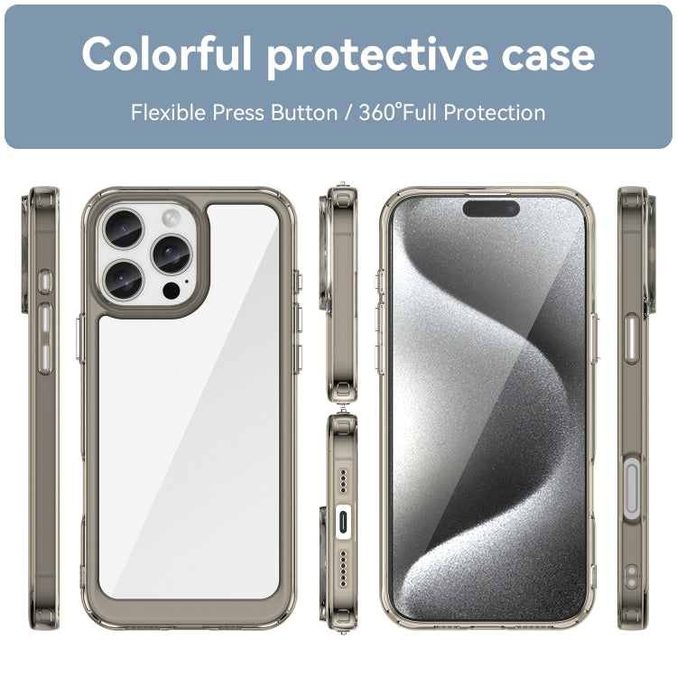 For iPhone 16 Pro Max Colorful Series Acrylic + TPU Phone Case(Transparent Grey) - iPhone 16 Pro Max Cases by buy2fix | Online Shopping UK | buy2fix