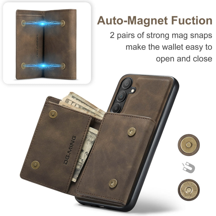 For Samsung Galaxy A15 5G / A15 4G DG.MING M1 Series 3-Fold Multi Card Wallet + Magnetic Phone Case(Coffee) - Galaxy Phone Cases by DG.MING | Online Shopping UK | buy2fix