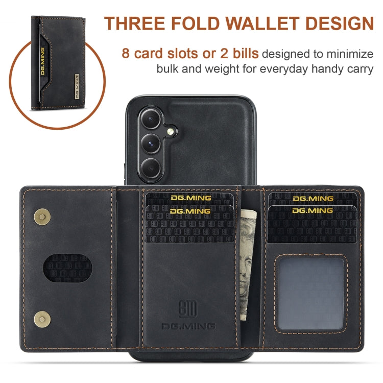 For Samsung Galaxy A35 5G DG.MING M2 Series 3-Fold Multi Card Bag + Magnetic Phone Case(Black) - Galaxy Phone Cases by DG.MING | Online Shopping UK | buy2fix