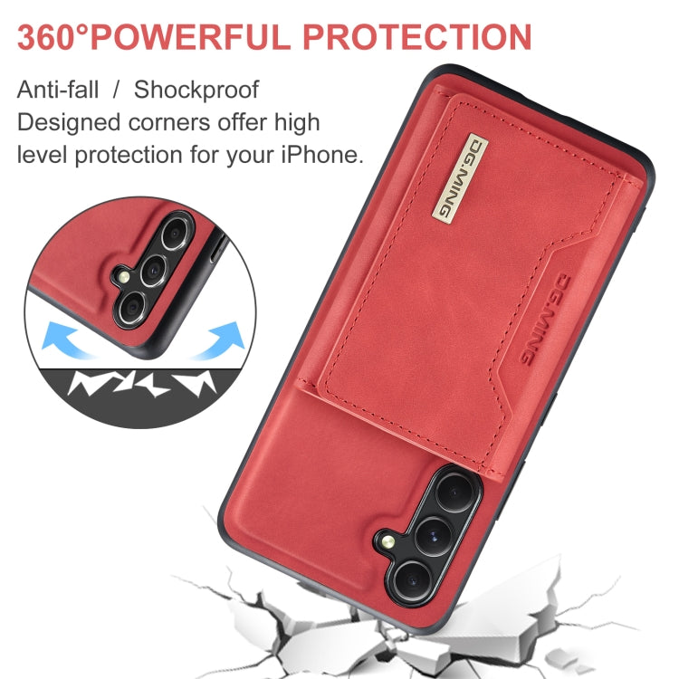 For Samsung Galaxy A35 5G DG.MING M2 Series 3-Fold Multi Card Bag + Magnetic Phone Case(Red) - Galaxy Phone Cases by DG.MING | Online Shopping UK | buy2fix