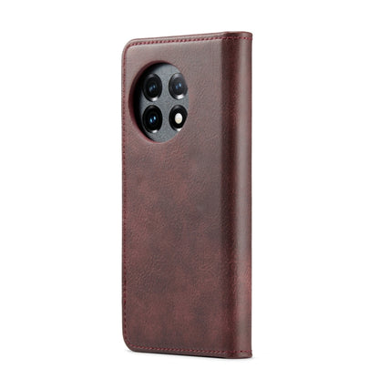 For OnePlus 11 DG.MING Crazy Horse Texture Detachable Magnetic Leather Case(Red) - OnePlus Cases by DG.MING | Online Shopping UK | buy2fix