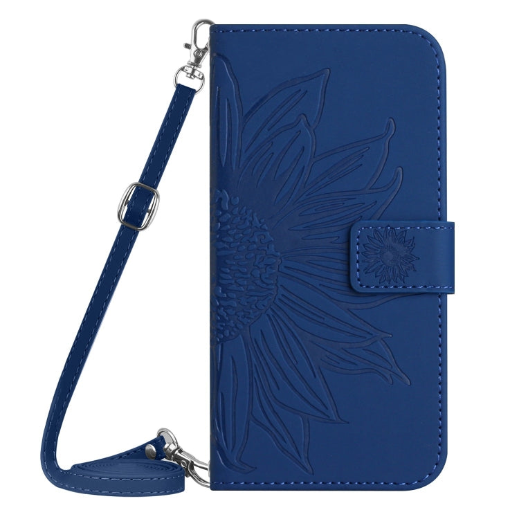 For Xiaomi 13T / 13T Pro Skin Feel Sun Flower Embossed Flip Leather Phone Case with Lanyard(Dark Blue) - Xiaomi Cases by buy2fix | Online Shopping UK | buy2fix