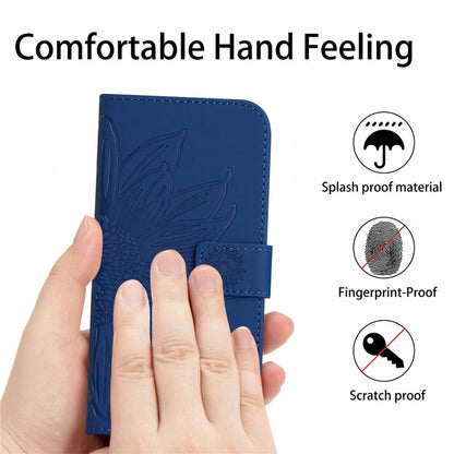 For Xiaomi 13T / 13T Pro Skin Feel Sun Flower Embossed Flip Leather Phone Case with Lanyard(Dark Blue) - Xiaomi Cases by buy2fix | Online Shopping UK | buy2fix