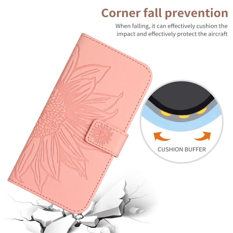 For Xiaomi 13T / 13T Pro Skin Feel Sun Flower Embossed Flip Leather Phone Case with Lanyard(Pink) - Xiaomi Cases by buy2fix | Online Shopping UK | buy2fix