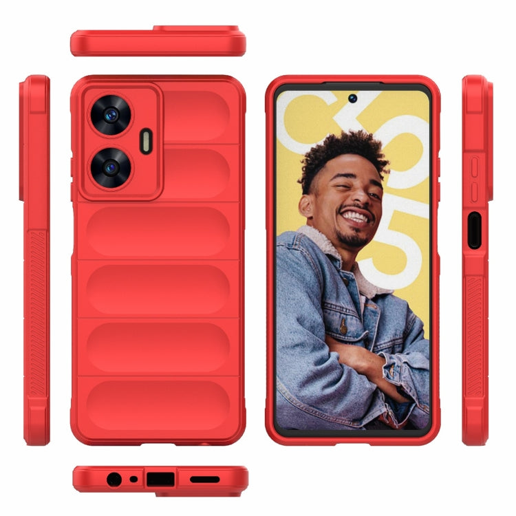 For Realme C55 4G Magic Shield TPU + Flannel Phone Case(Red) - Realme Cases by buy2fix | Online Shopping UK | buy2fix