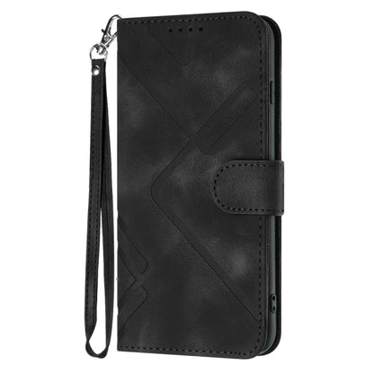 For iPhone 16 Pro Line Pattern Skin Feel Leather Phone Case(Black) - iPhone 16 Pro Cases by buy2fix | Online Shopping UK | buy2fix