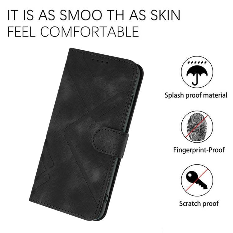 For iPhone 16 Pro Line Pattern Skin Feel Leather Phone Case(Black) - iPhone 16 Pro Cases by buy2fix | Online Shopping UK | buy2fix