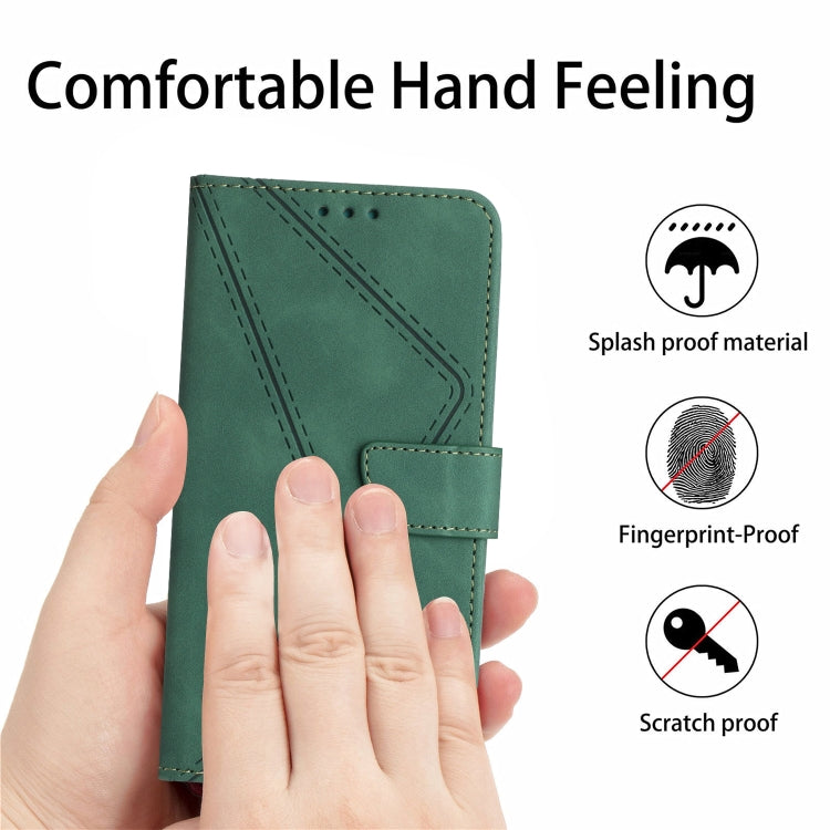 For Motorola Moto G34 5G Stitching Embossed Leather Phone Case(Green) - Motorola Cases by buy2fix | Online Shopping UK | buy2fix