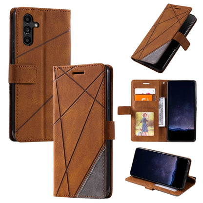 For Samsung Galaxy S23 FE 5G Skin Feel Splicing Leather Phone Case(Brown) - Galaxy S23 FE 5G Cases by buy2fix | Online Shopping UK | buy2fix