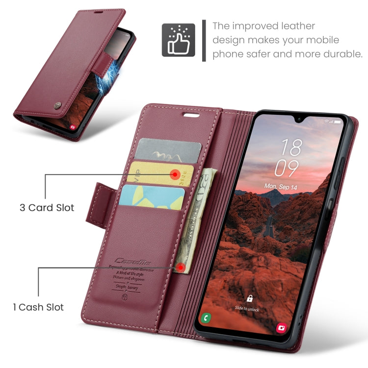 For Samsung Galaxy A05s CaseMe 023 Butterfly Buckle Litchi Texture RFID Anti-theft Leather Phone Case(Wine Red) - Galaxy Phone Cases by CaseMe | Online Shopping UK | buy2fix