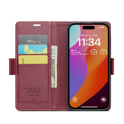 For iPhone 15 Pro Max CaseMe 023 Butterfly Buckle Litchi Texture RFID Anti-theft Leather Phone Case(Wine Red) - iPhone 15 Pro Max Cases by CaseMe | Online Shopping UK | buy2fix