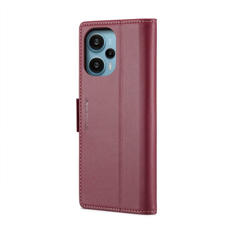 For Xiaomi Poco F5 5G/Redmi Note 12 Turbo 5G CaseMe 023 Butterfly Buckle Litchi Texture RFID Anti-theft Leather Phone Case(Wine Red) - Xiaomi Cases by CaseMe | Online Shopping UK | buy2fix