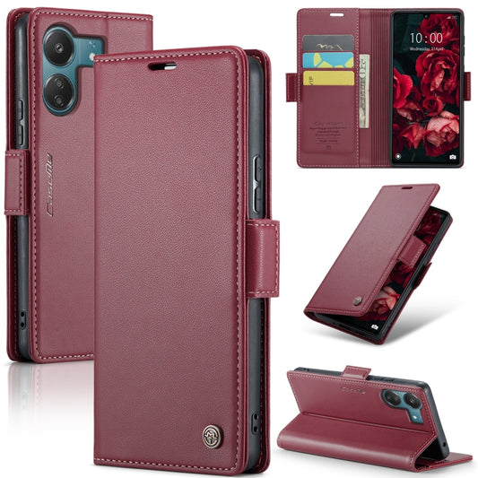 For Xiaomi Redmi 13C 4G / 13C 5G CaseMe 023 Butterfly Buckle Litchi Texture RFID Anti-theft Leather Phone Case(Wine Red) - Xiaomi Cases by CaseMe | Online Shopping UK | buy2fix