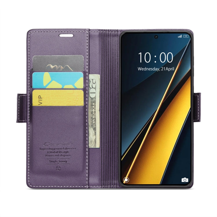 For Xiaomi Poco X6 Pro 5G/Redmi K70E 5G CaseMe 023 Butterfly Buckle Litchi Texture RFID Anti-theft Leather Phone Case(Pearly Purple) - K70E Cases by CaseMe | Online Shopping UK | buy2fix