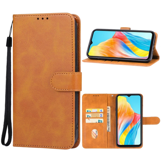 For OPPO A38 Leather Phone Case(Brown) - A38 Cases by buy2fix | Online Shopping UK | buy2fix