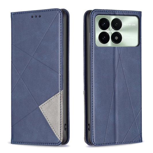 For Xiaomi Redmi K70E Rhombus Texture Magnetic Leather Phone Case(Blue) - K70E Cases by buy2fix | Online Shopping UK | buy2fix