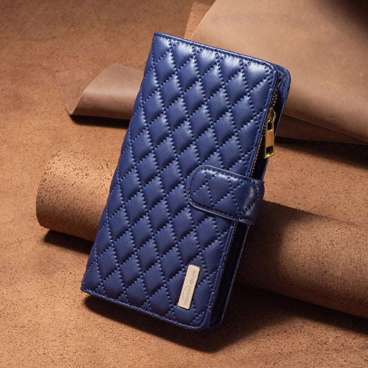 For Xiaomi Redmi K70 / K70 Pro Diamond Lattice Zipper Wallet Leather Flip Phone Case(Blue) - K70 Pro Cases by buy2fix | Online Shopping UK | buy2fix