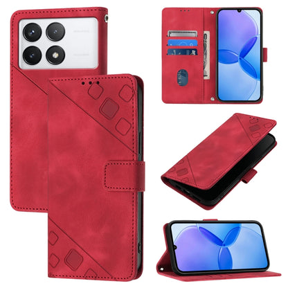 For Xiaomi Redmi K70 / K70 Pro Skin Feel Embossed Leather Phone Case(Red) - K70 Cases by buy2fix | Online Shopping UK | buy2fix