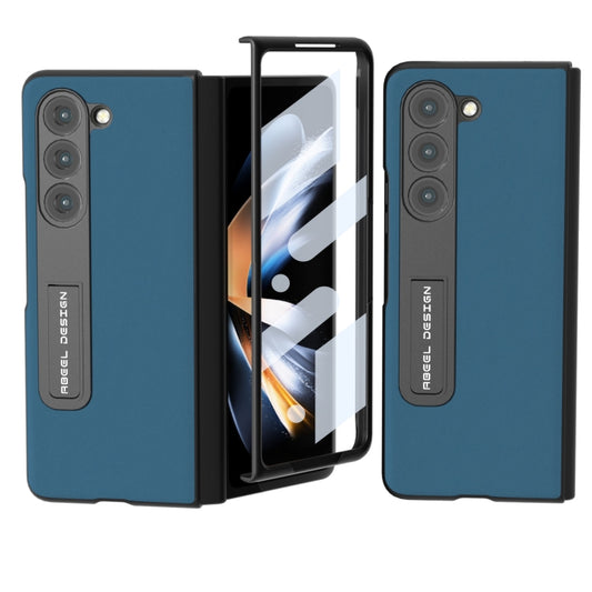 For Samsung Galaxy Z Fold5 ABEEL Integrated Genuine Silky Soft Black Edge Phone Case with Holder(Blue) - Galaxy Z Fold5 Cases by buy2fix | Online Shopping UK | buy2fix